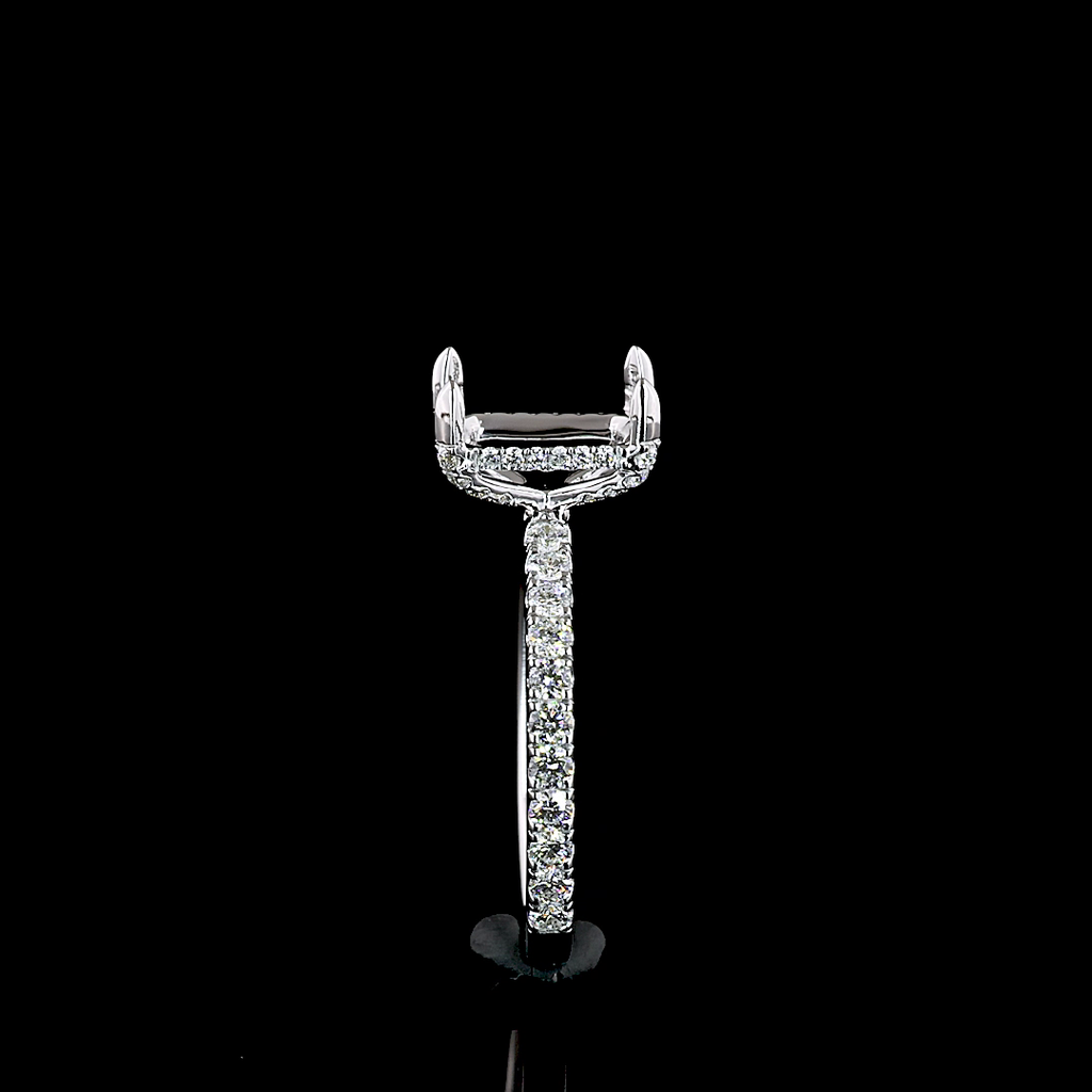 2.63 Cts 14k White Gold Emerald Shape Hidden Halo Ring - Image 4