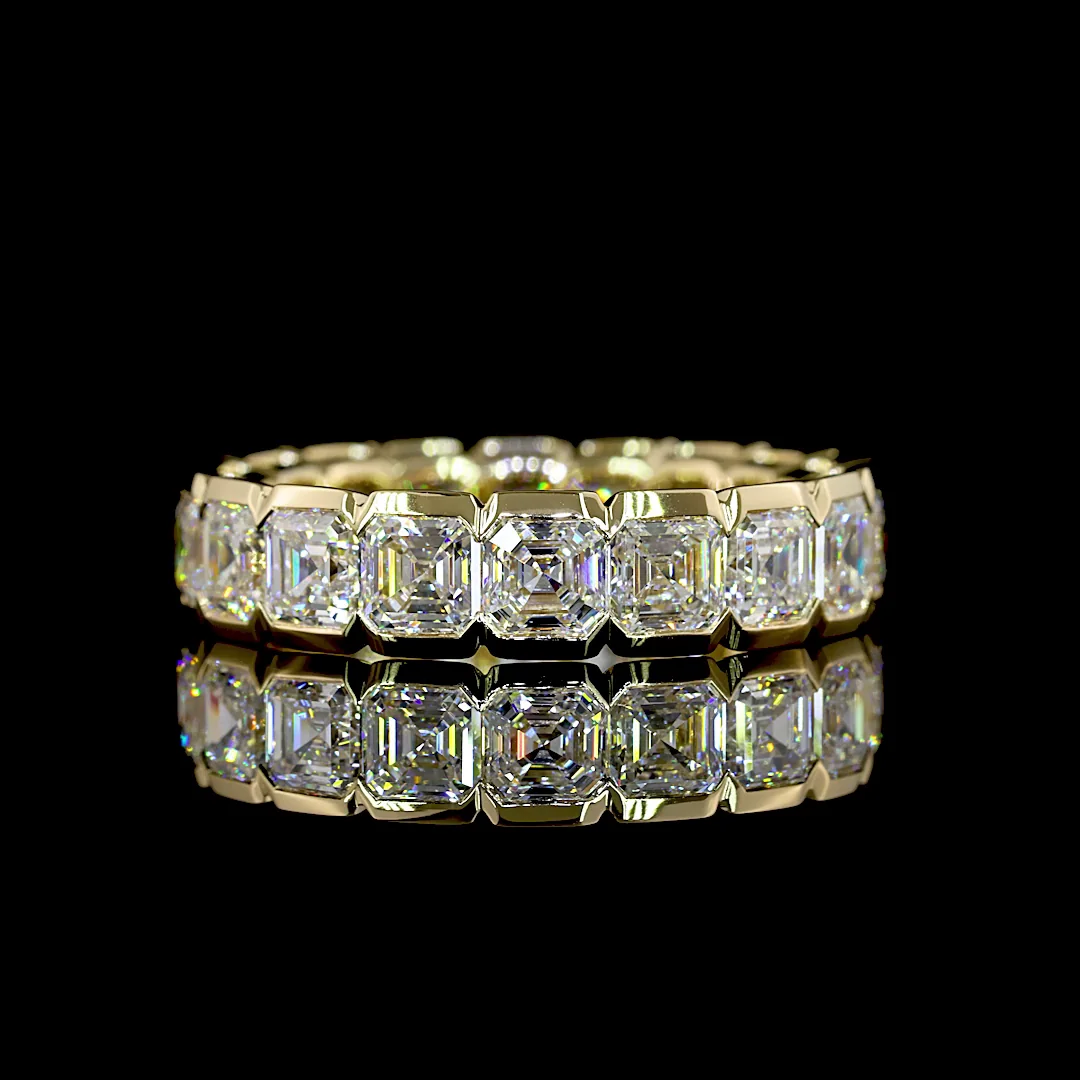 5.07 Cts 14k Yellow Gold Asscher Shape Eternity Band Eternity Band - Video