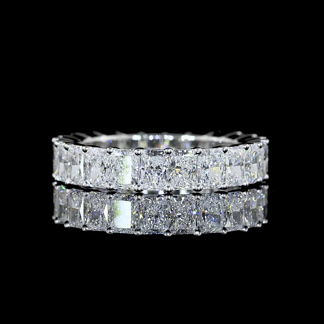 4.02 Cts 18k White Gold Radiant Shape Eternity Band Eternity Band - Video