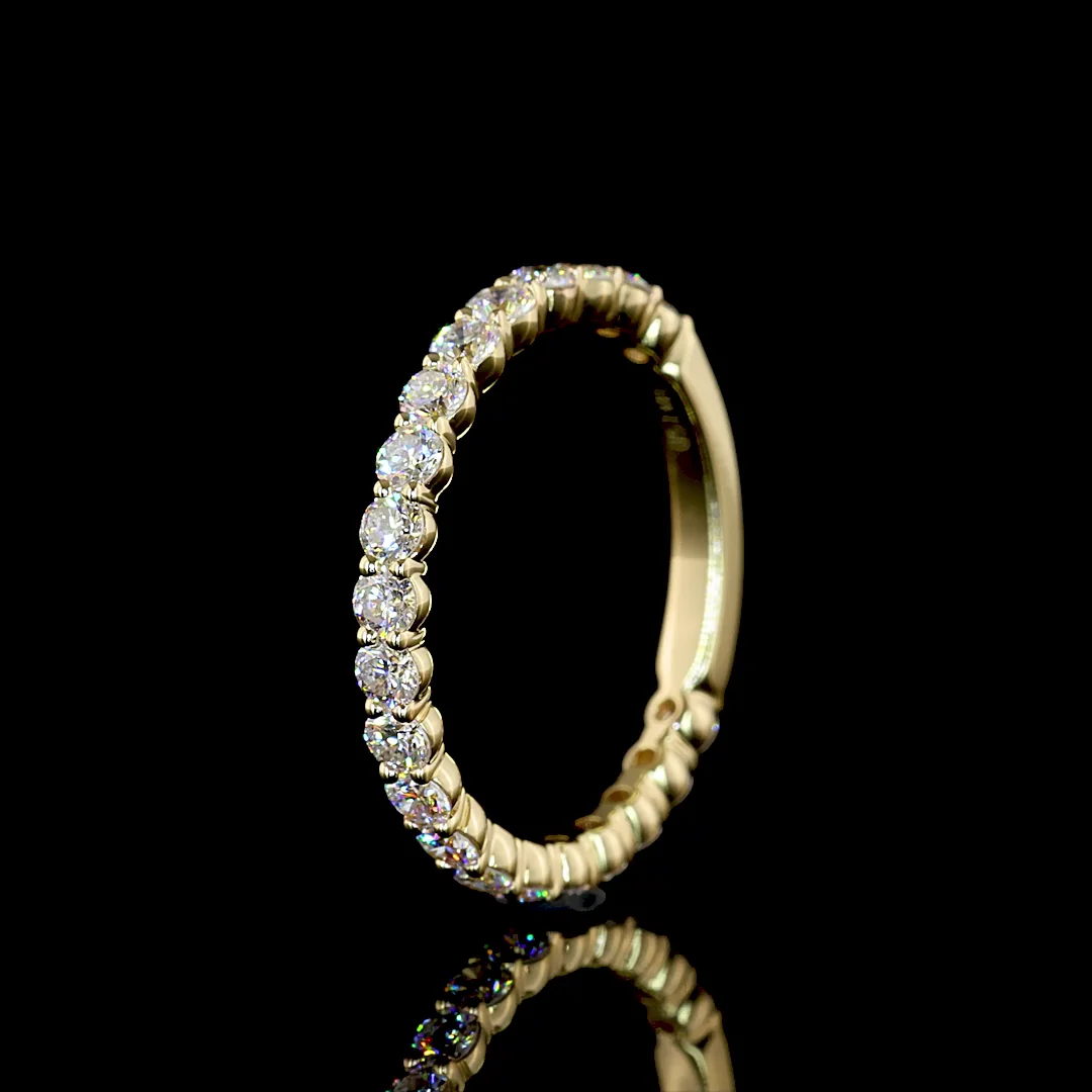 0.92 Cts 14k Yellow Gold Round Shape 3/4 Band Eternity Band - Image 4