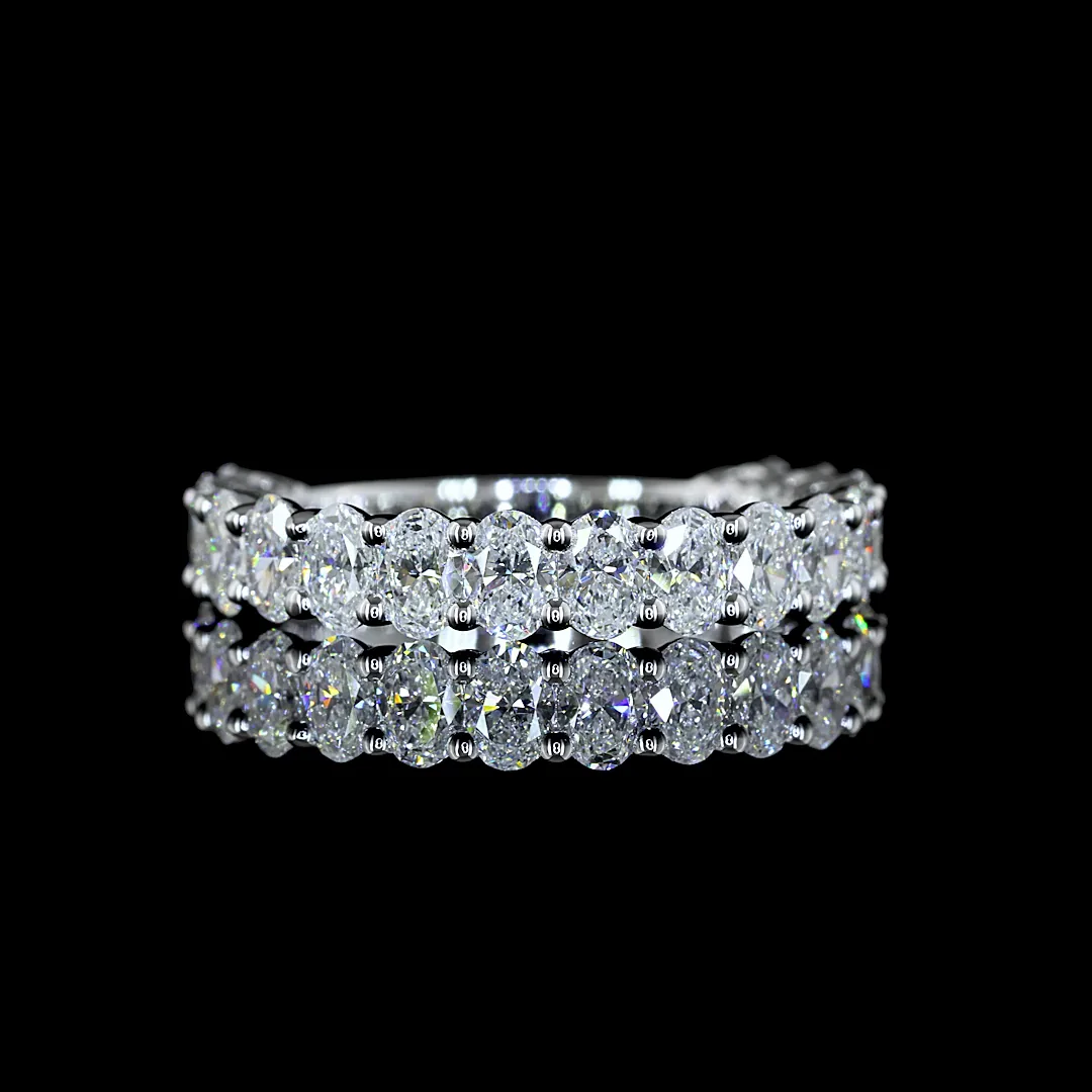 1.7 Cts 14k White Gold Oval Shape 3/4 Band Eternity Band - Video