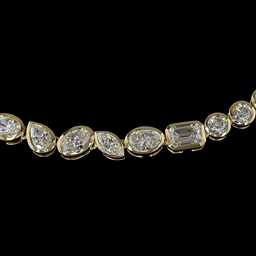 9.23 Cts 14k Yellow Gold Mix Shape Tennis Necklace - Image 3