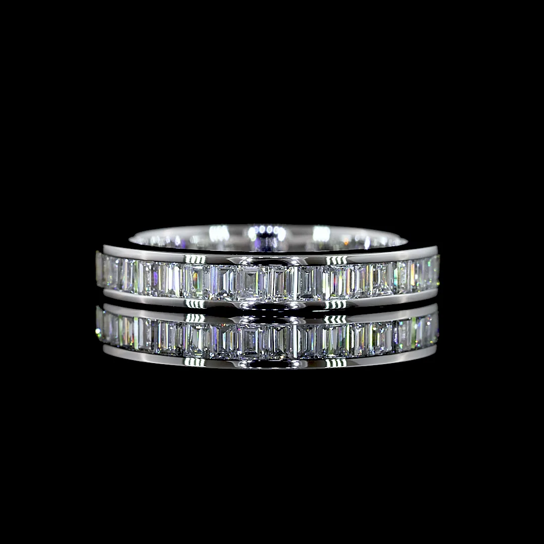 1.04 Cts 14k White Gold Baguette Shape 3/4 Band Eternity Band - Video