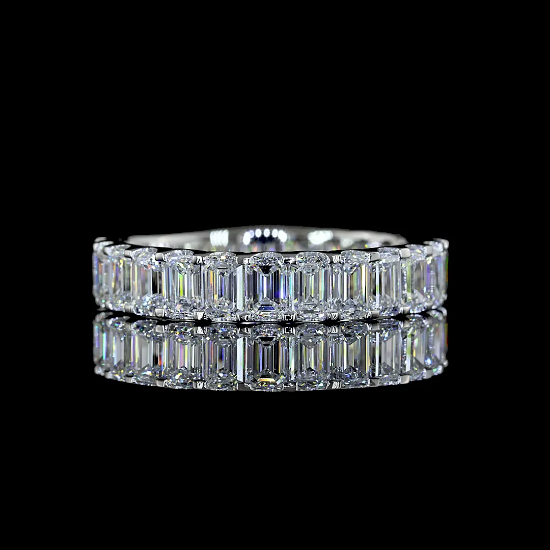 2.76 Cts Platinum Emerald Shape 3/4 Band Eternity Band - Video