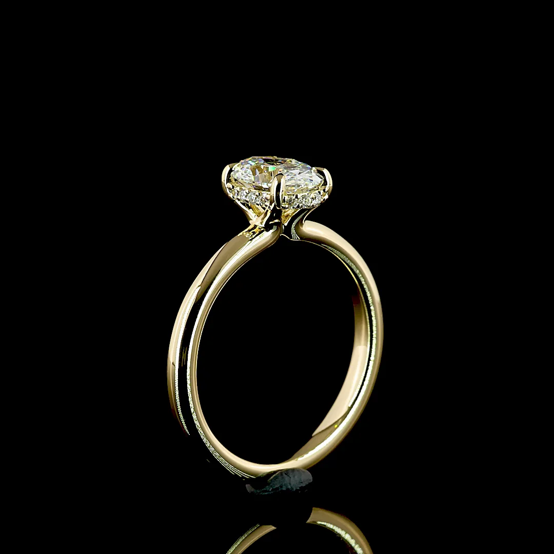 1.12 Cts 14k Yellow Gold Oval Shape Hidden Halo Ring - Image 4