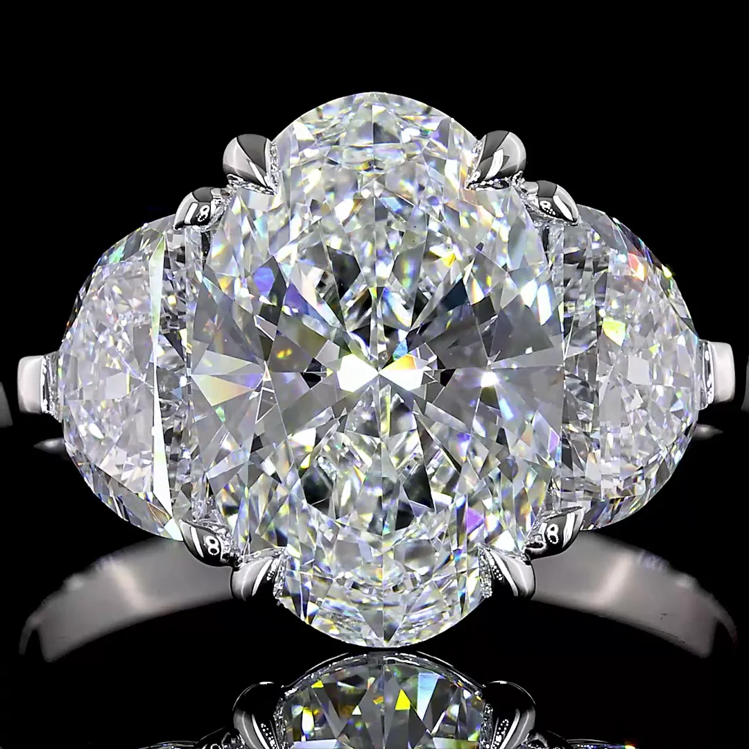 4.4 Cts 14k White Gold Mix Shape 3 Stones Ring - Image 3