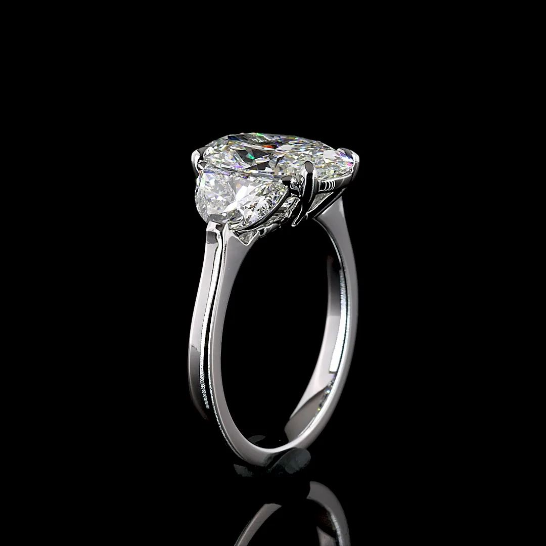 4.4 Cts 14k White Gold Mix Shape 3 Stones Ring - Image 4