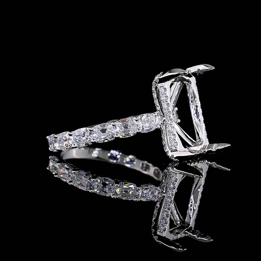 1.59 Cts 14k White Gold Mix Shape Hidden Halo Ring - Image 3
