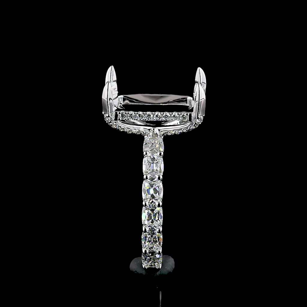 1.59 Cts 14k White Gold Mix Shape Hidden Halo Ring - Image 4
