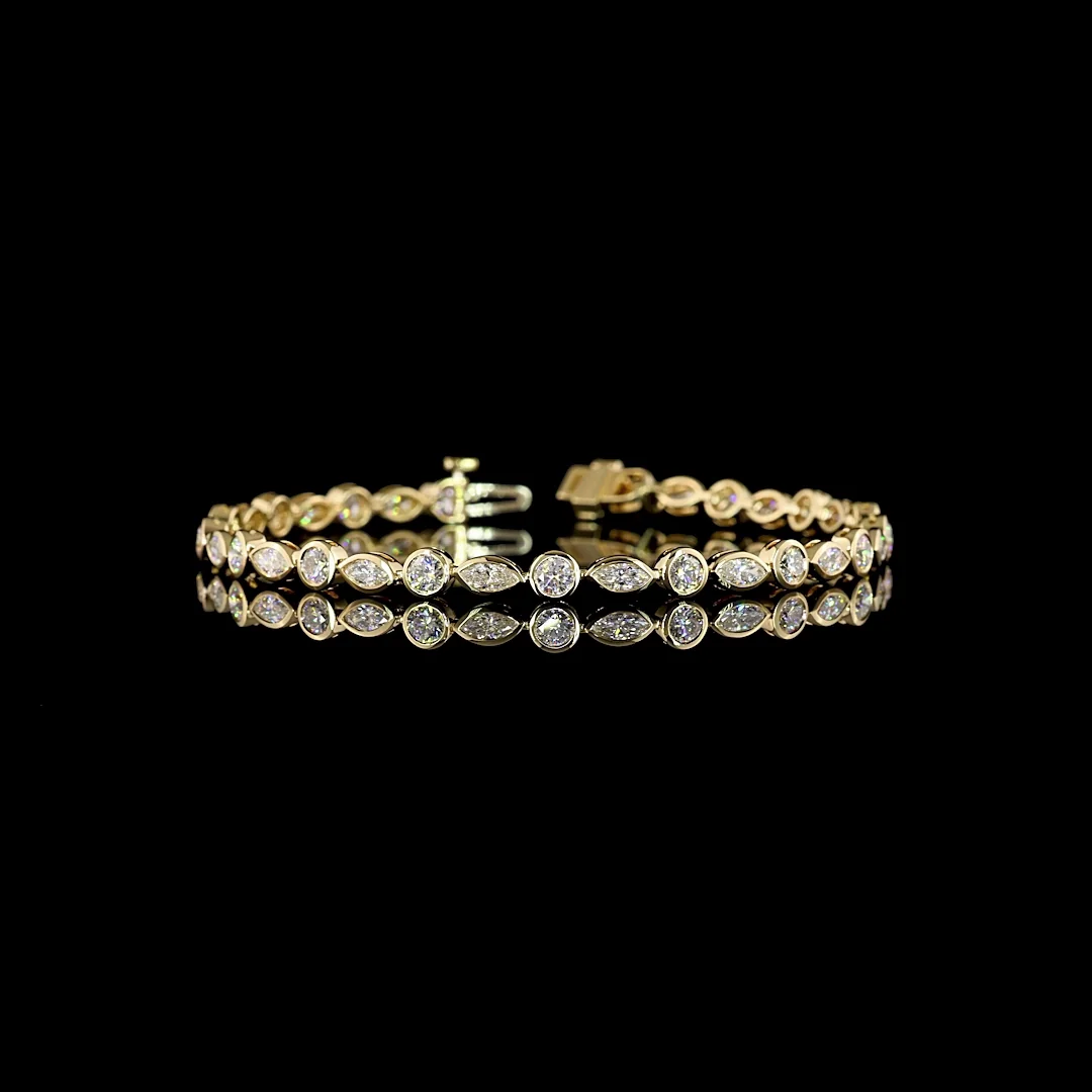 4 Cts 14k Yellow Gold Mix Shape Tennis Bracelet - Video