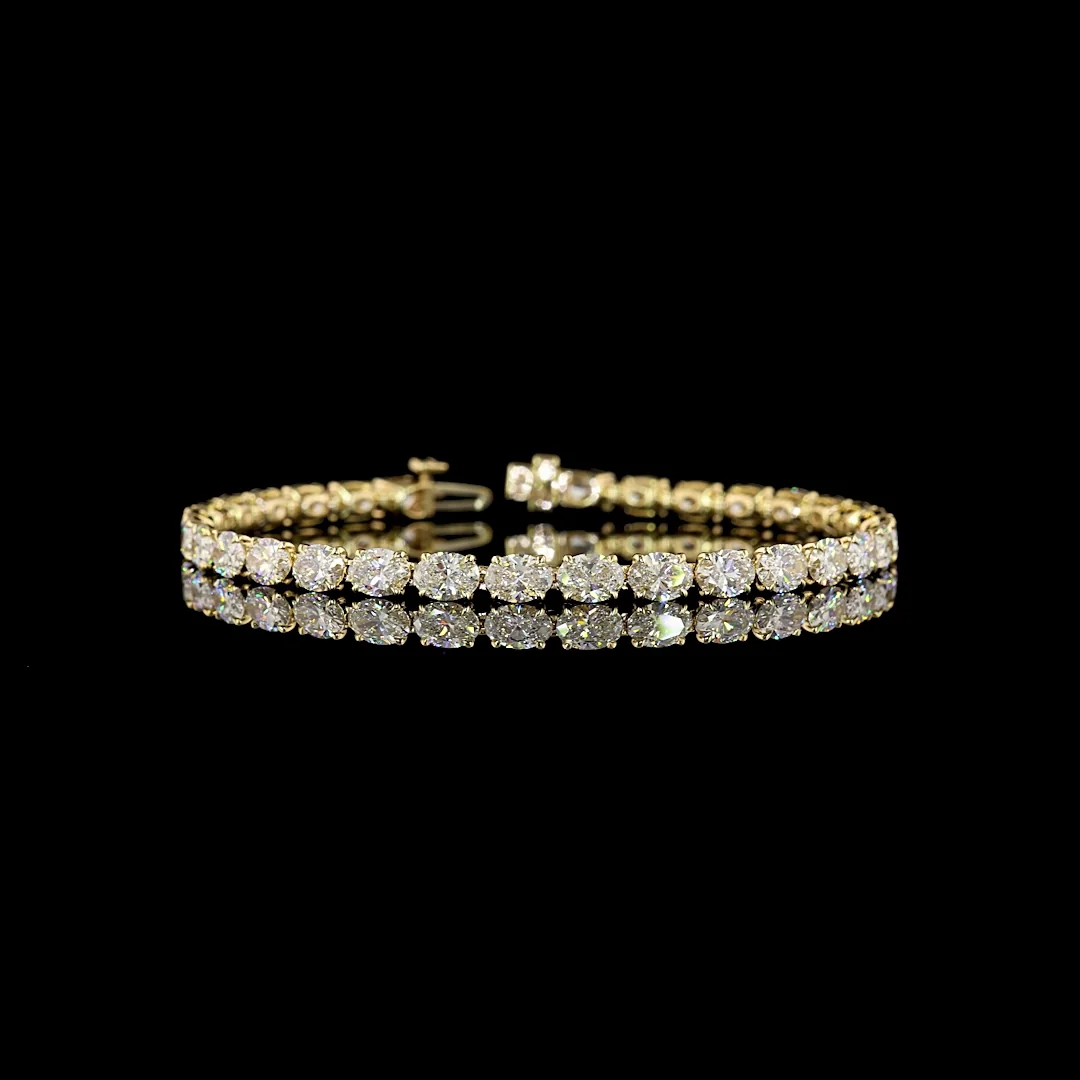 10.55 Cts 14k Yellow Gold Oval Shape Tennis Bracelet - Video