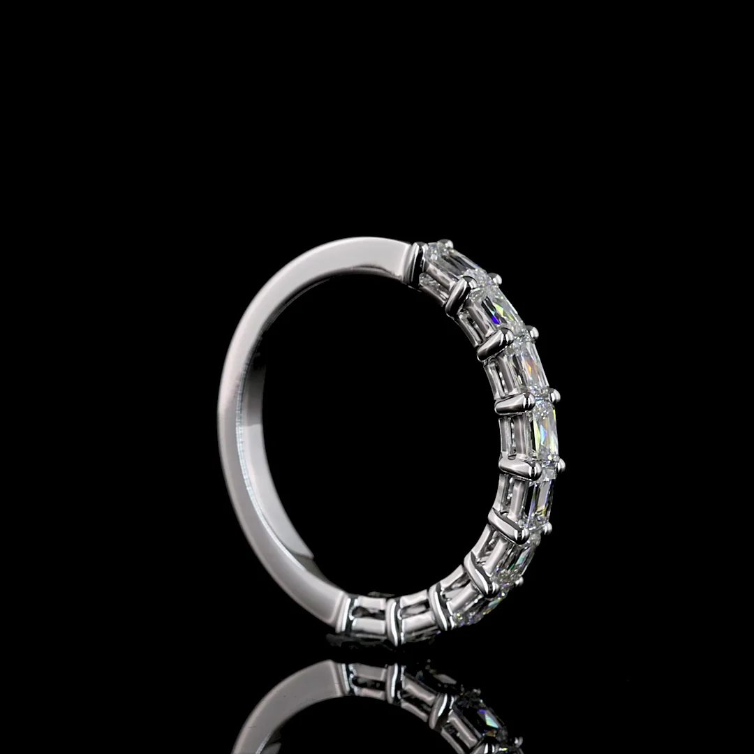 0.94 Cts 14k White Gold Radiant Modified Shape Half Eternity Eternity Band - Image 2