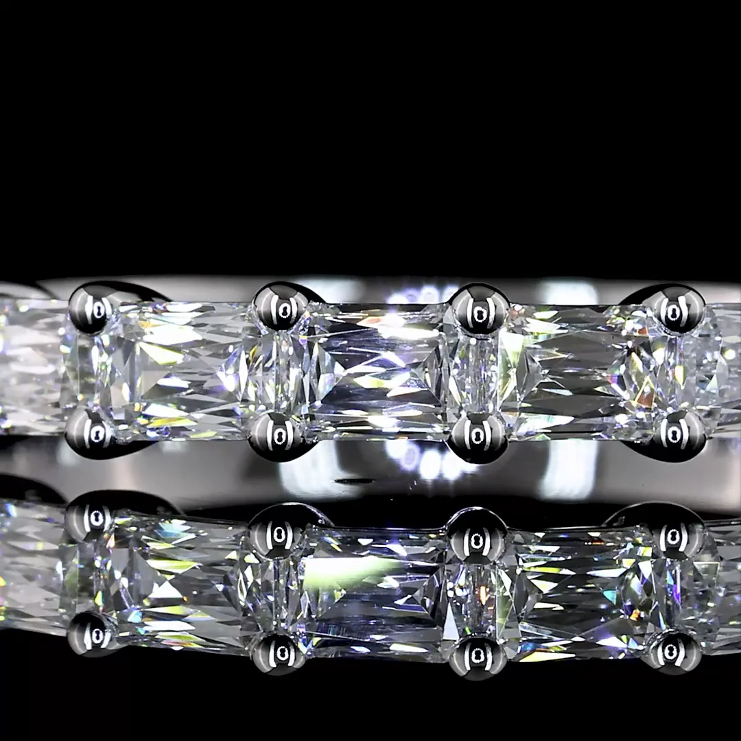 0.94 Cts 14k White Gold Radiant Modified Shape Half Eternity Eternity Band - Image 3