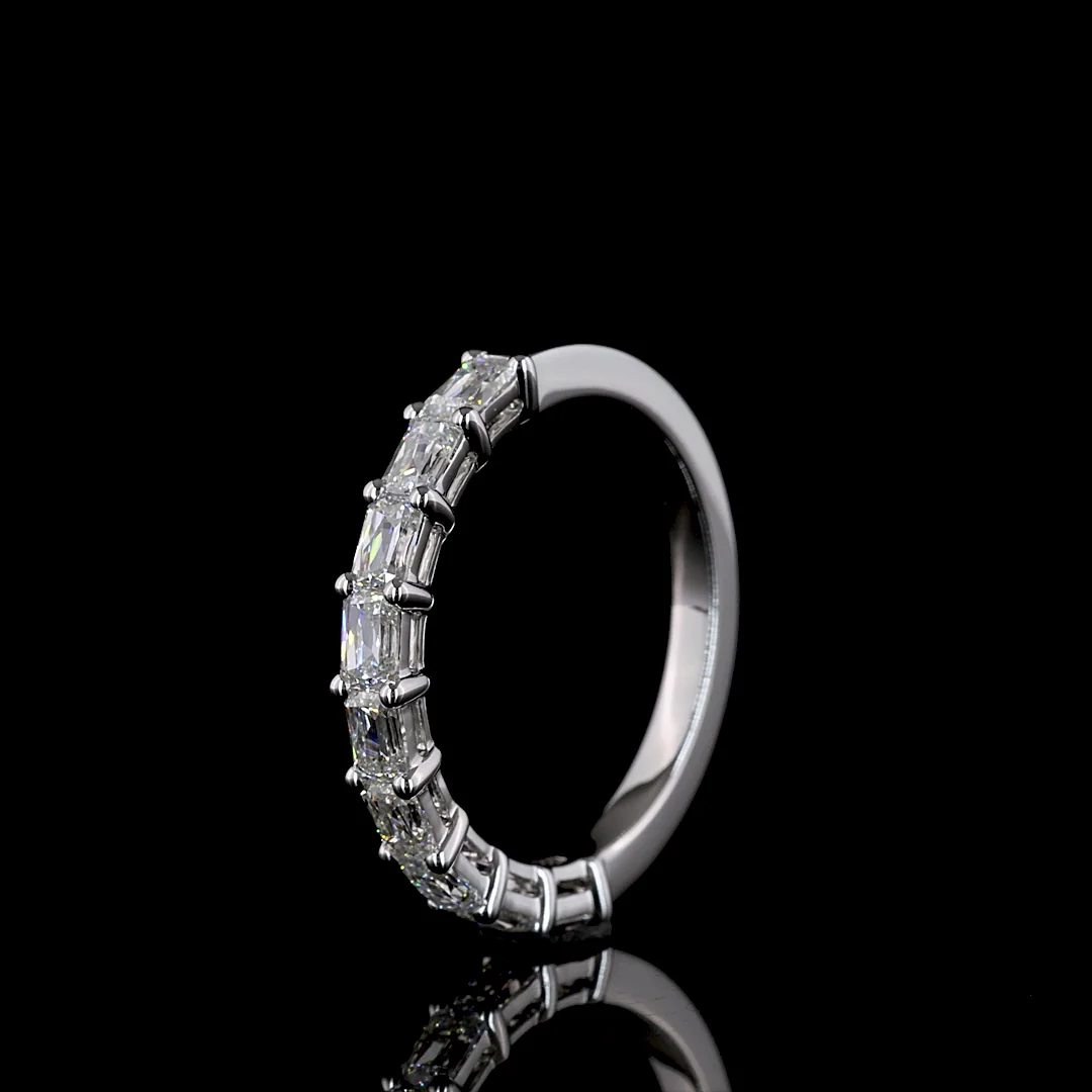 0.94 Cts 14k White Gold Radiant Modified Shape Half Eternity Eternity Band - Image 4