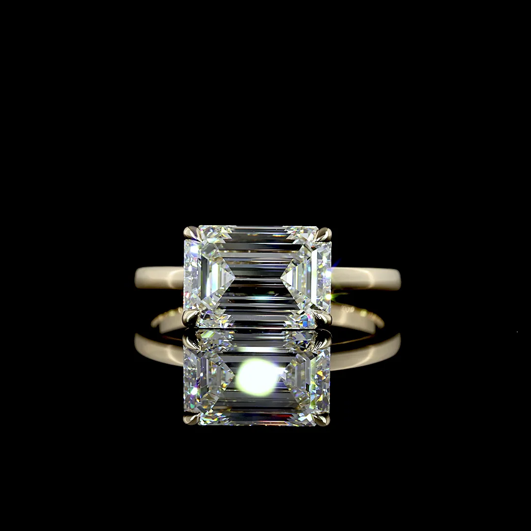 3.1 Cts 14k Yellow Gold Emerald Shape Solitaire Ring - Video