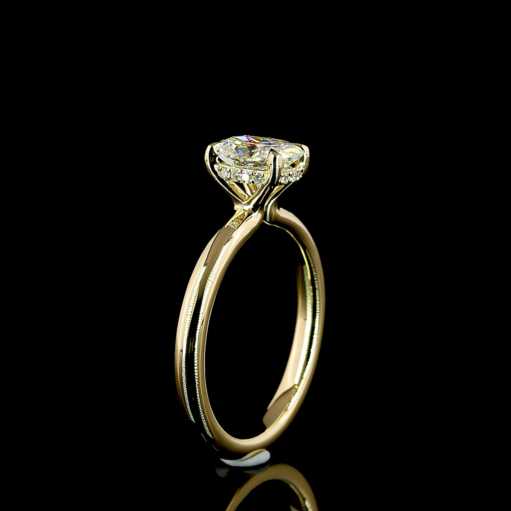 1.08 Cts 14k Yellow Gold Mix Shape Hidden Halo Ring - Image 4