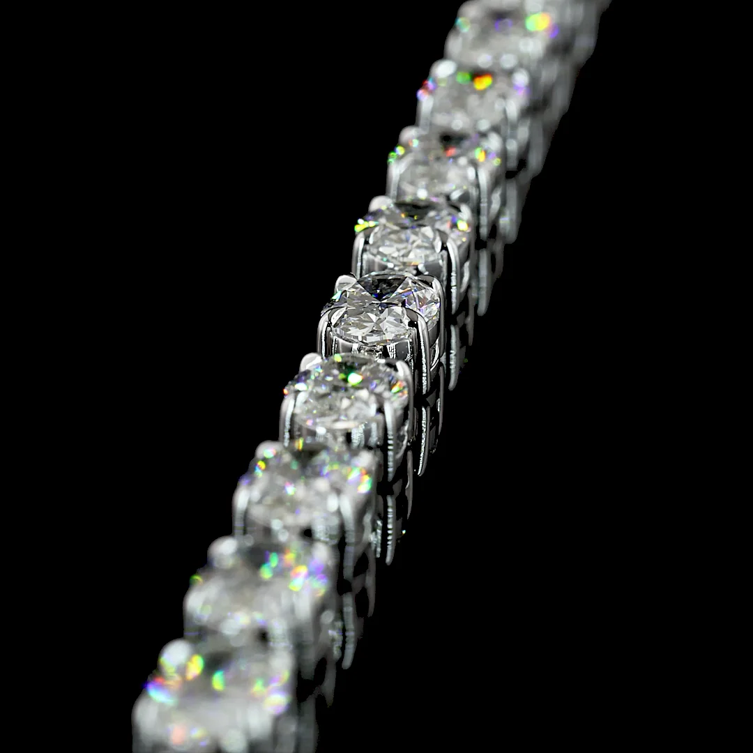 19.84 Cts 14k White Gold Oval Shape Lariat Necklace - Image 4