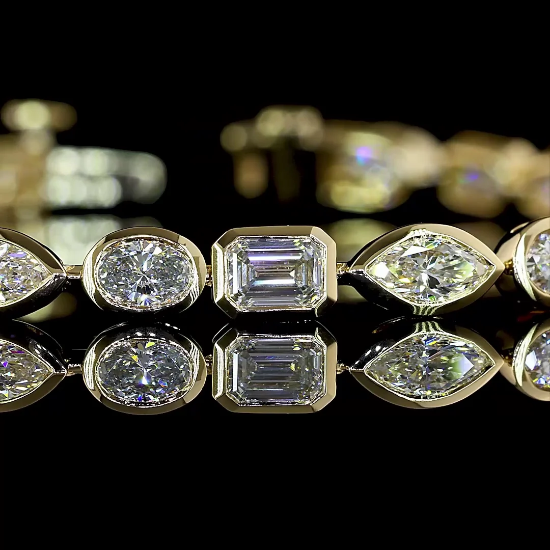 5.4 Cts 14k Yellow Gold Mix Shape Tennis Bracelet - Image 2