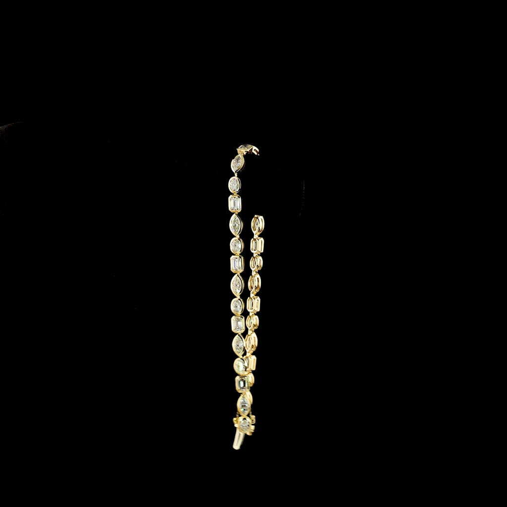 5.4 Cts 14k Yellow Gold Mix Shape Tennis Bracelet - Image 3