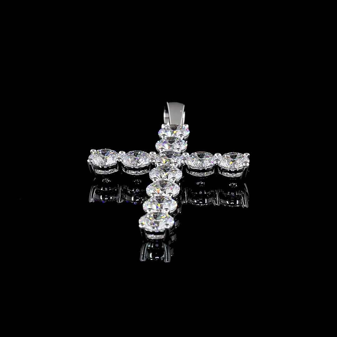 13.92 Cts 14k White Gold Round Shape Symbol Pendant - Video