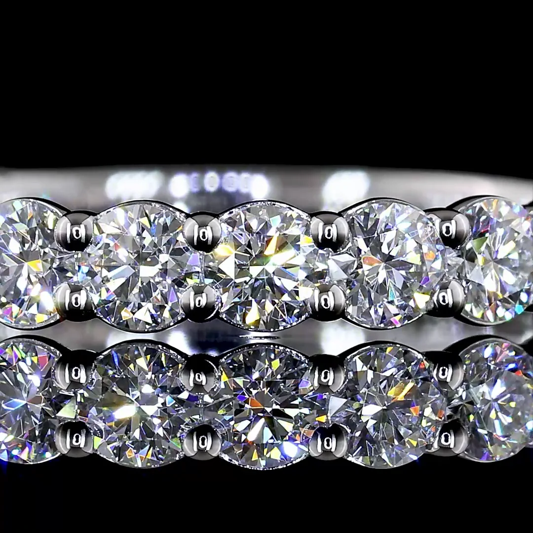 0.98 Cts 14k White Gold Round Shape 3/4 Band Eternity Band - Image 3