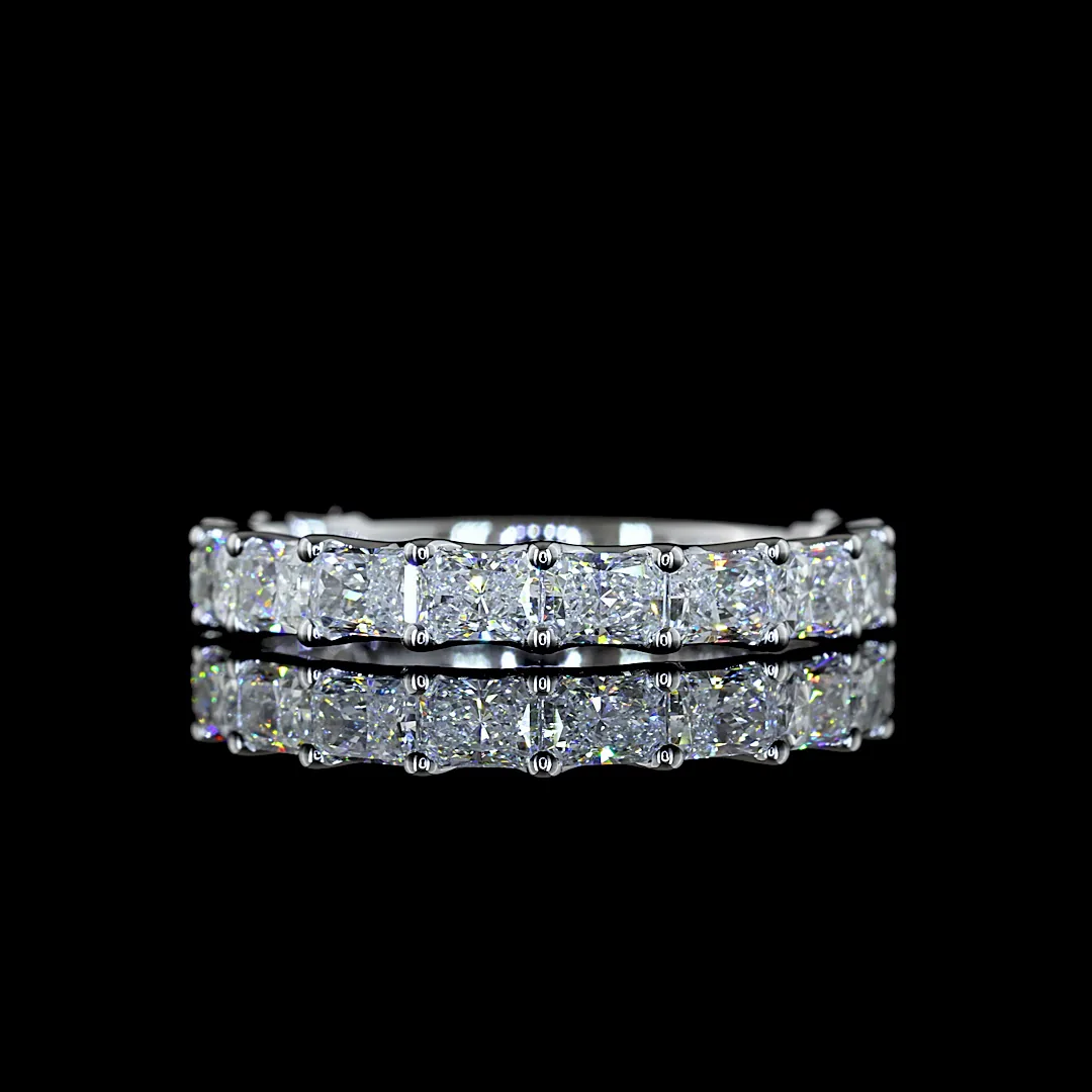 1.5 Cts 14k White Gold Radiant Shape 3/4 Band Eternity Band - Video