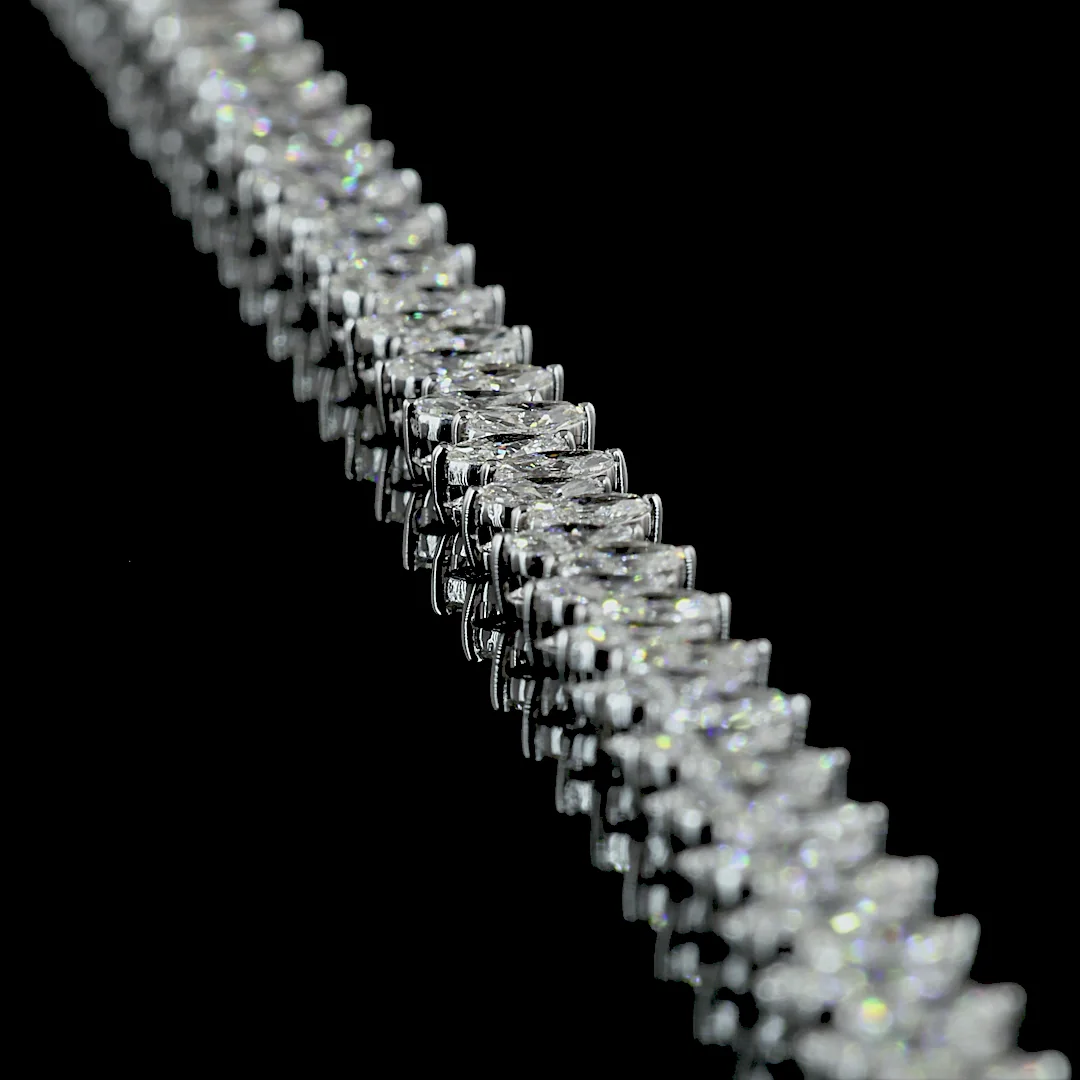 9.82 Cts 14k White Gold Marquise Shape Tennis Necklace - Image 2