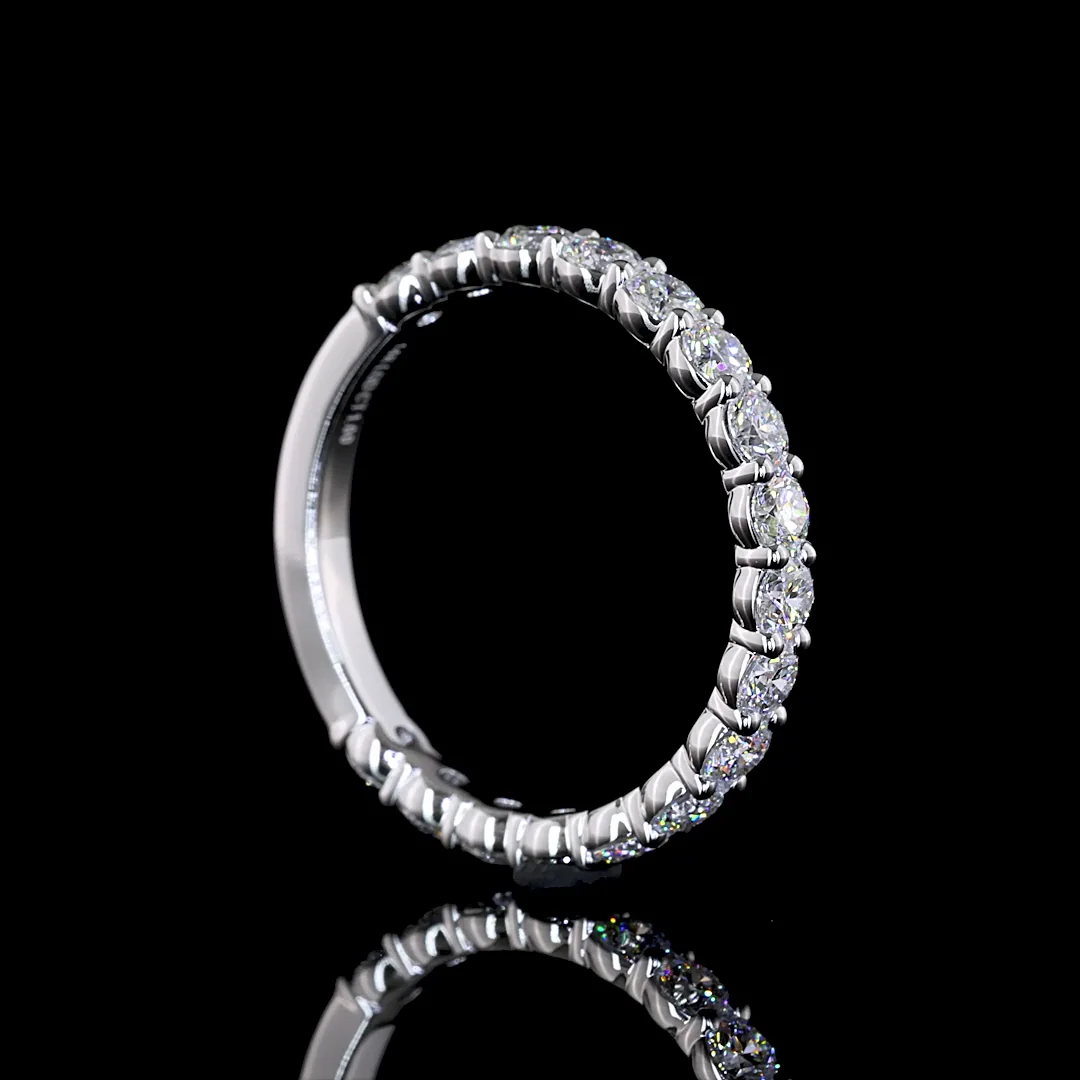 1 Cts 14k White Gold Round Shape Half Eternity Eternity Band - Image 2