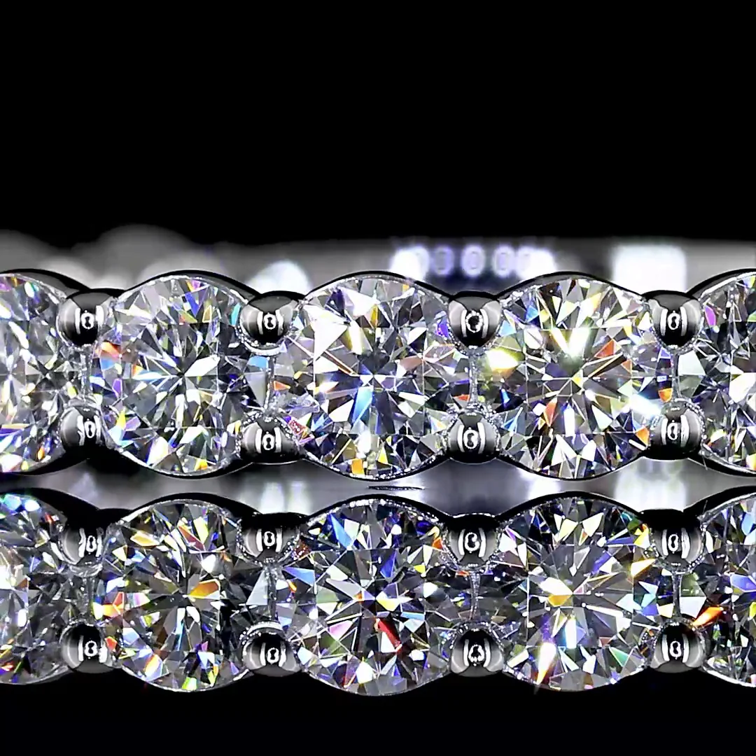 1.39 Cts 18k White Gold Round Shape 3/4 Band Eternity Band - Image 3