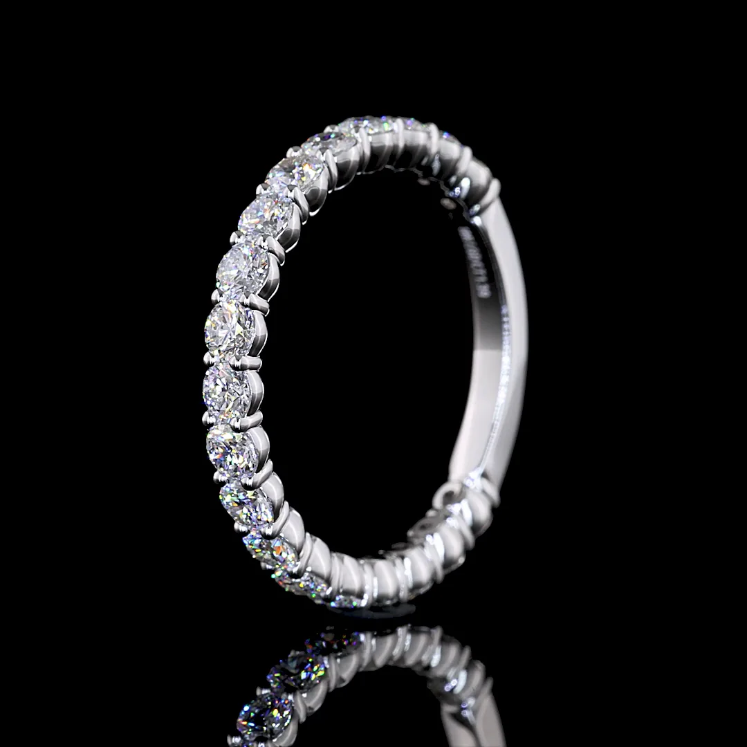 1.39 Cts 18k White Gold Round Shape 3/4 Band Eternity Band - Image 4