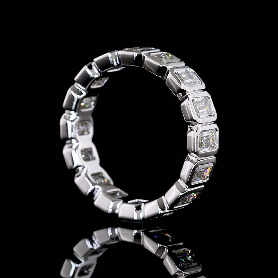 3.14 Cts 14k White Gold Emerald Shape Eternity Band Eternity Band - Image 2