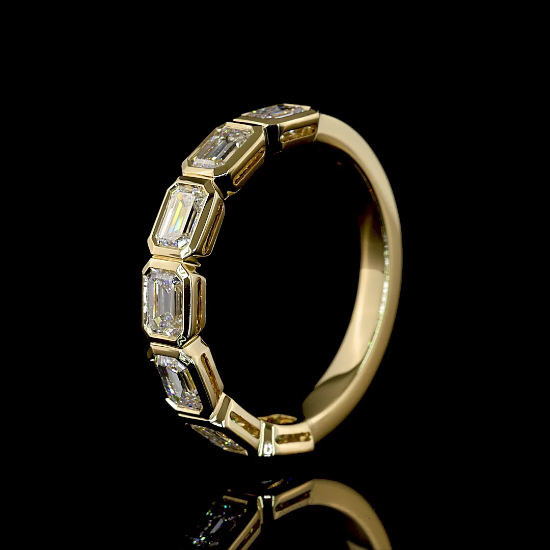 1.24 Cts 14k Yellow Gold Emerald Shape Half Eternity Eternity Band - Image 4