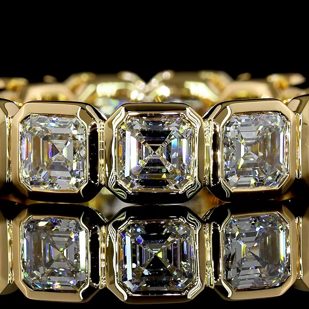 4.03 Cts 18k Yellow Gold Asscher Shape Eternity Band Eternity Band - Image 3