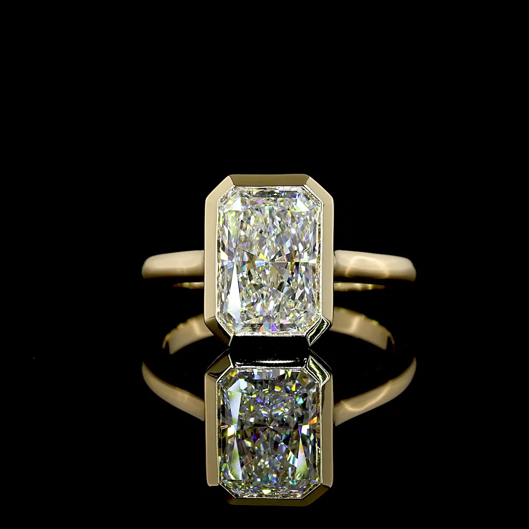 2.18 Cts 14k Yellow Gold Radiant Shape Solitaire Ring - Video