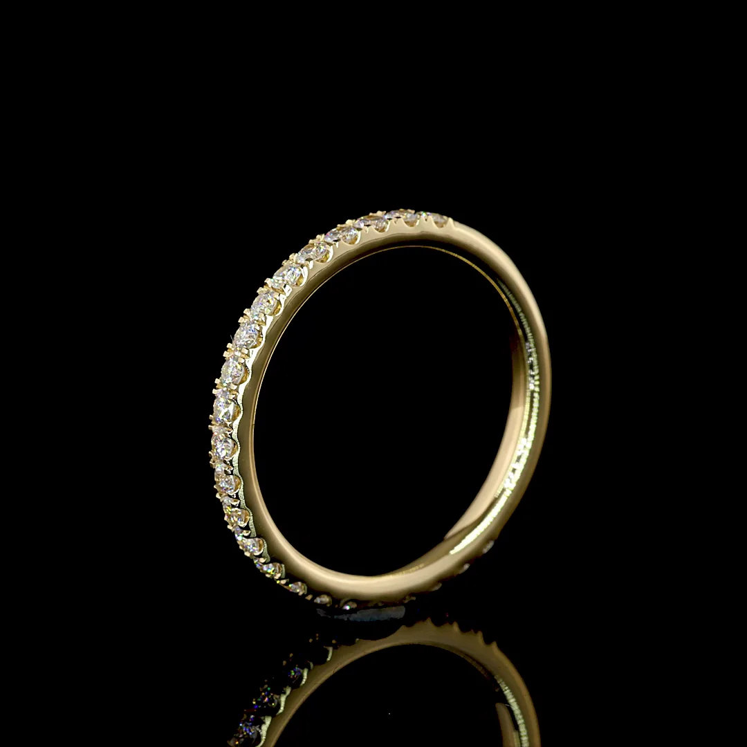 0.42 Cts 14k Yellow Gold Round Shape 3/4 Band Eternity Band - Image 4