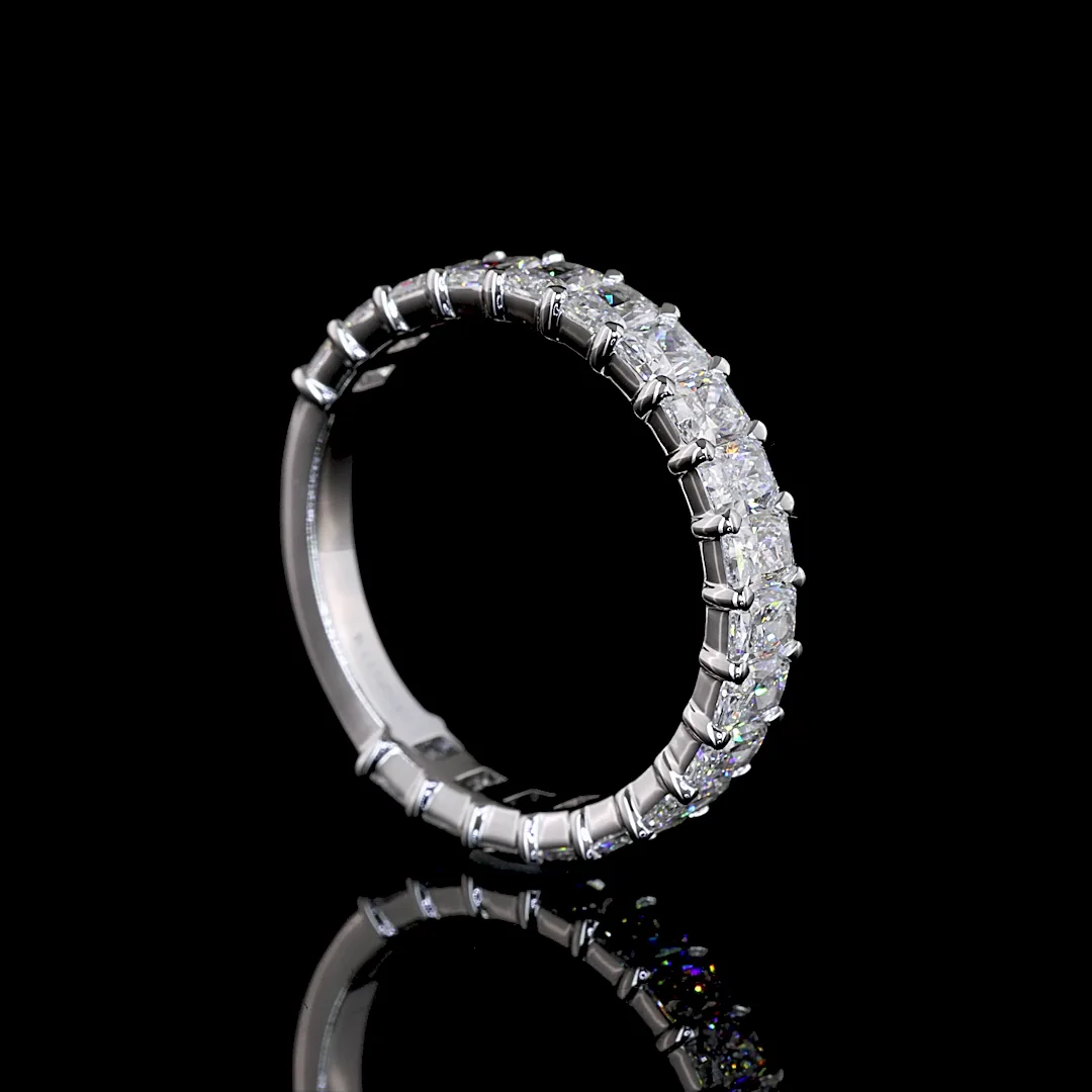 2.18 Cts 18k White Gold Radiant Shape 3/4 Band Eternity Band - Image 2