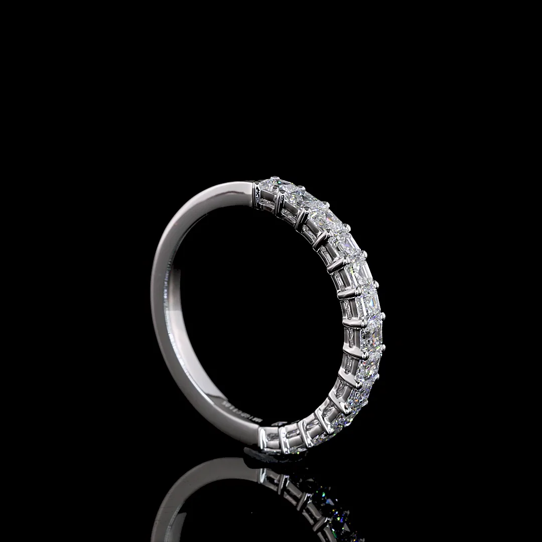 1.05 Cts 18k White Gold Asscher Shape Half Eternity Eternity Band - Image 2