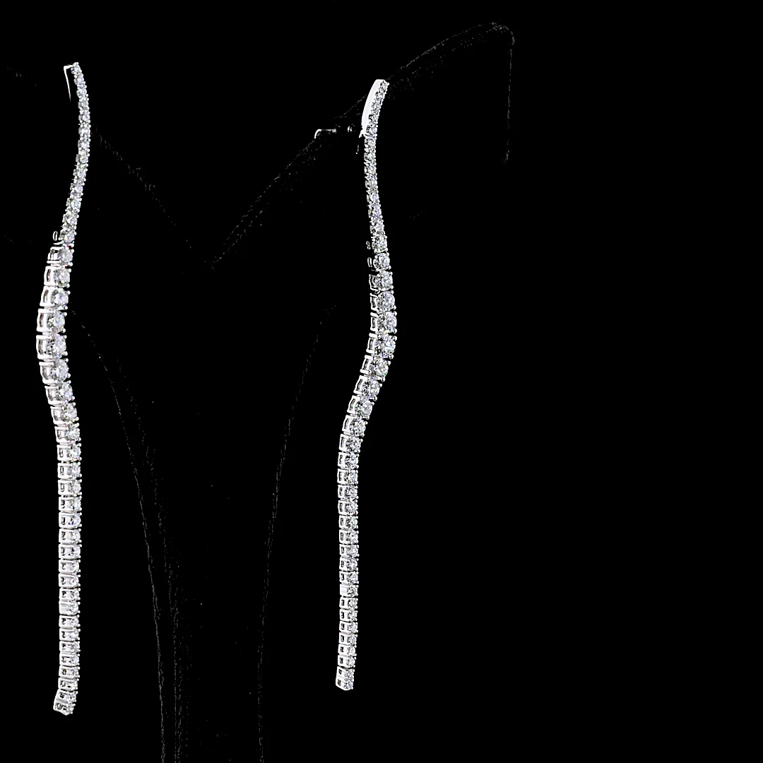 2.13 Cts 18k White Gold Round Shape Hanging Earring - Image 4