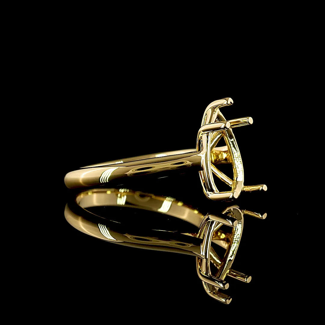 0 Cts 18k Yellow Gold Oval Shape Solitaire Ring - Image 3