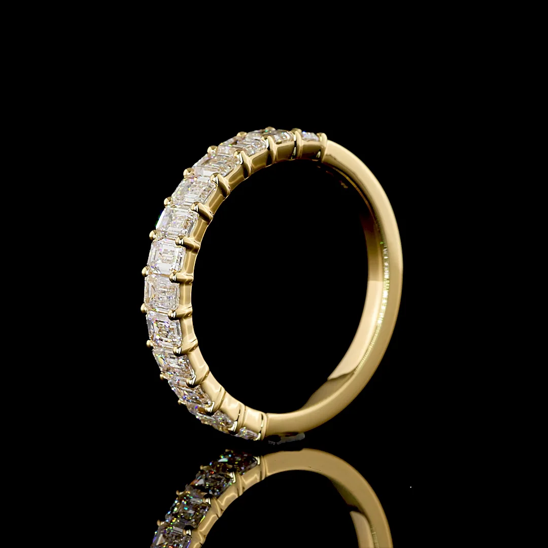 1.64 Cts 18k Yellow Gold Emerald Shape 3/4 Band Eternity Band - Image 4