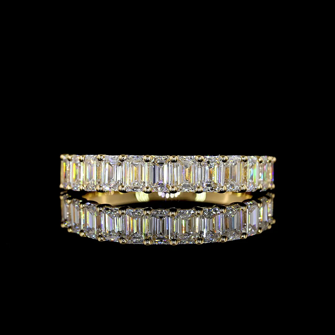 1.64 Cts 18k Yellow Gold Emerald Shape 3/4 Band Eternity Band - Video
