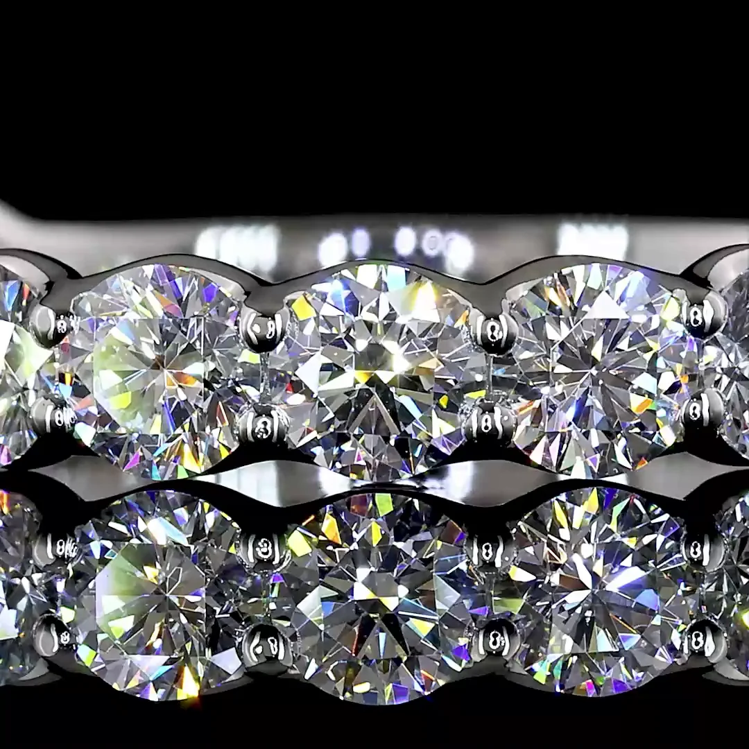 2 Cts Platinum Round Shape 3/4 Band Eternity Band - Image 3