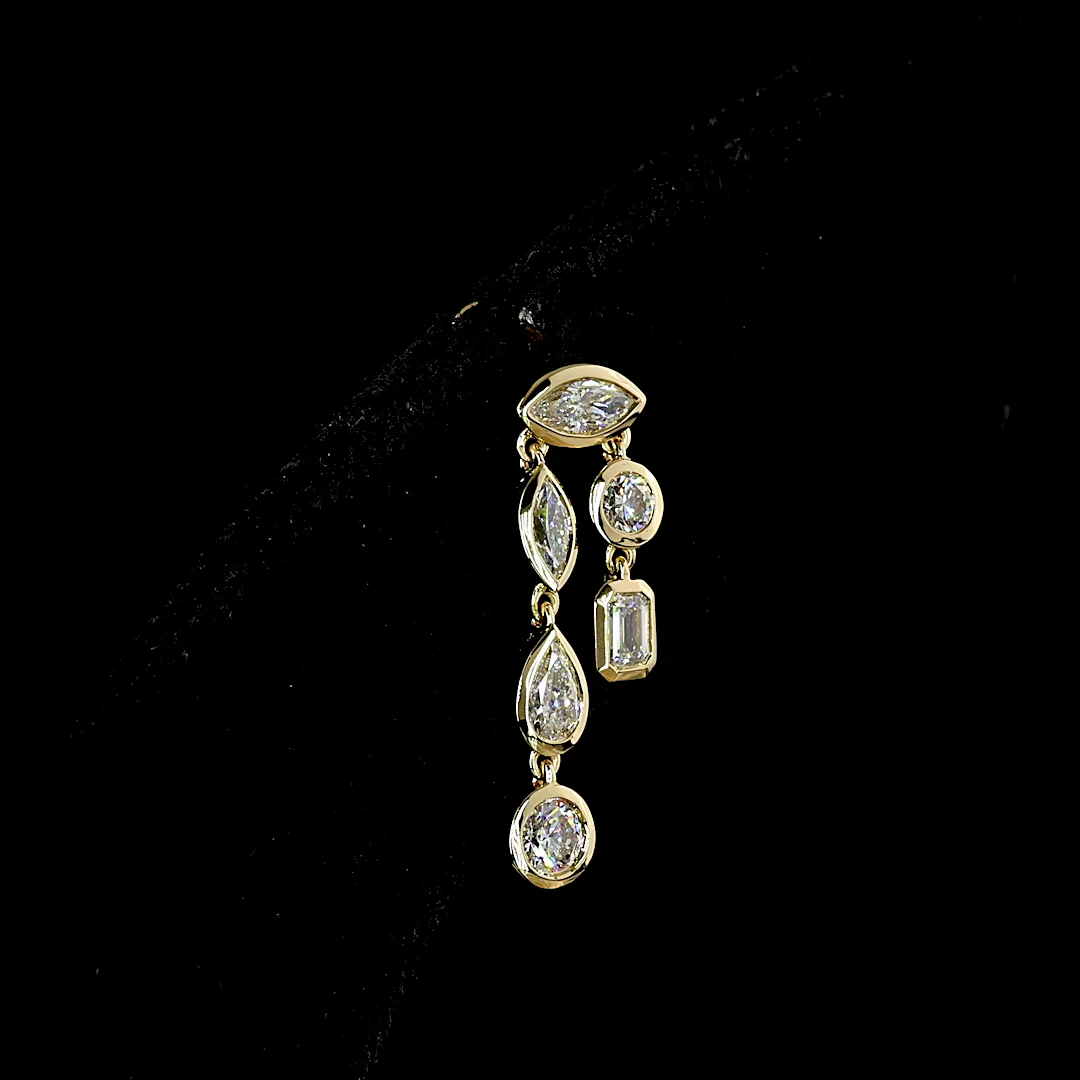 0.98 Cts 14k Yellow Gold Marquise Shape Hanging Earring - Image 4
