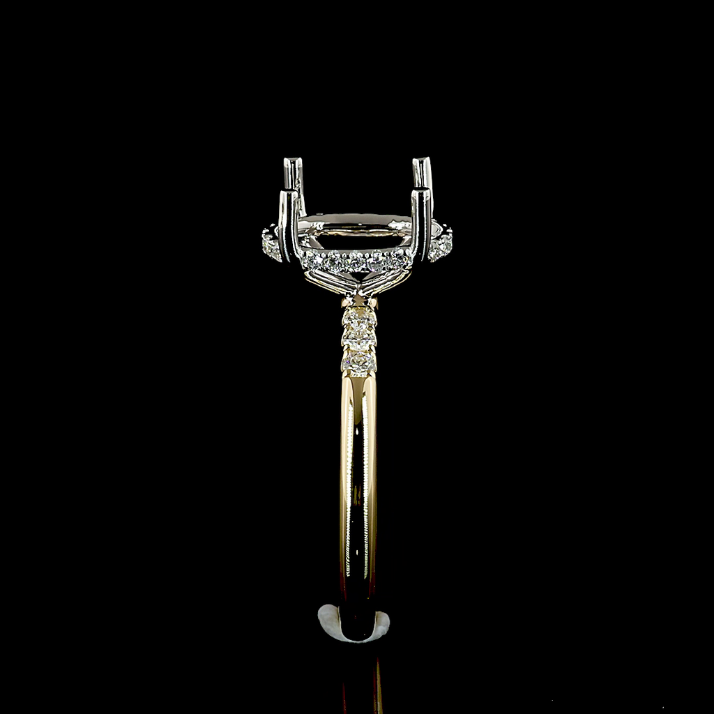 0.24 Cts 14k Yellow Gold - Platinum Oval Shape Hidden Halo Ring - Image 4