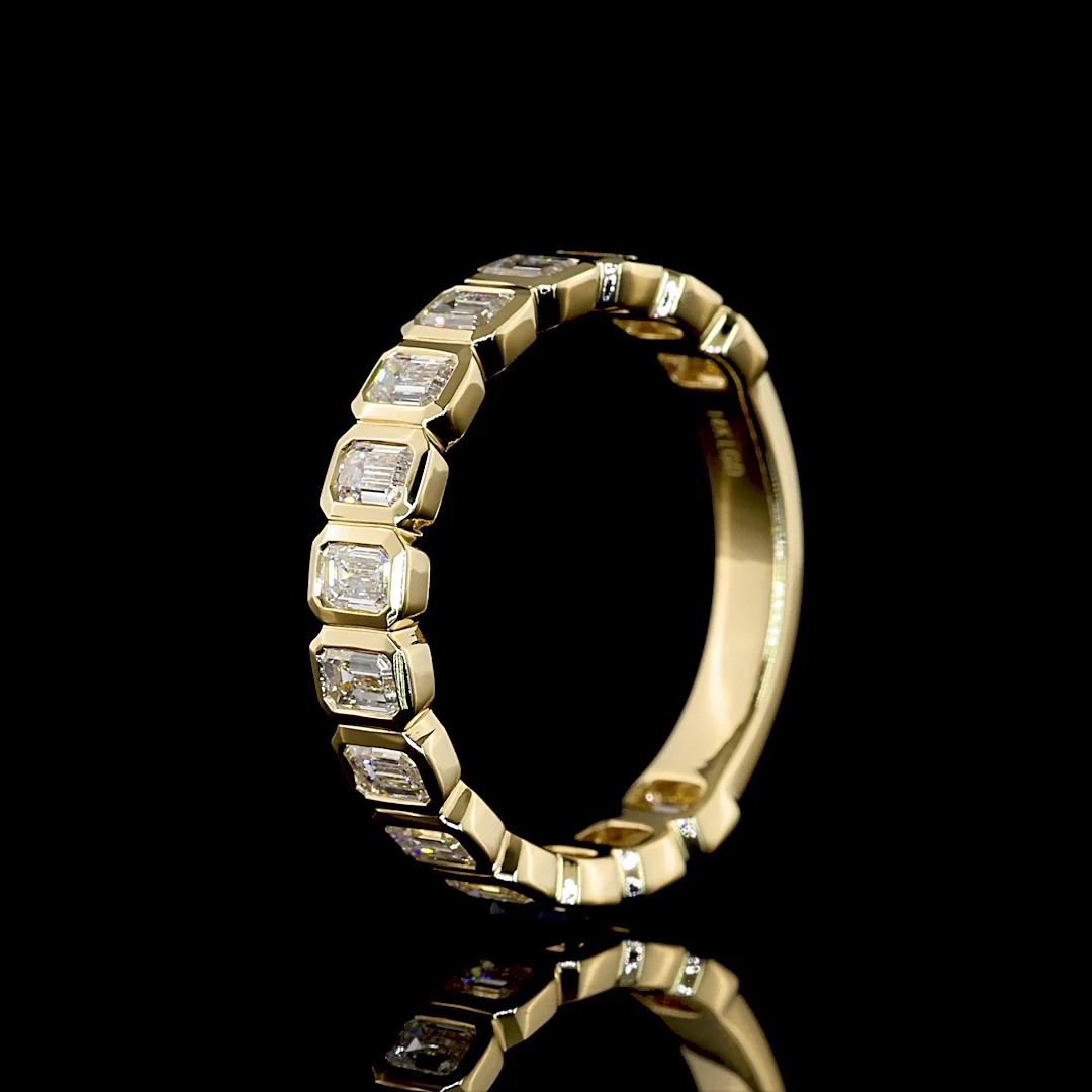 1.39 Cts 14k Yellow Gold Emerald Shape Half Eternity Eternity Band - Image 4