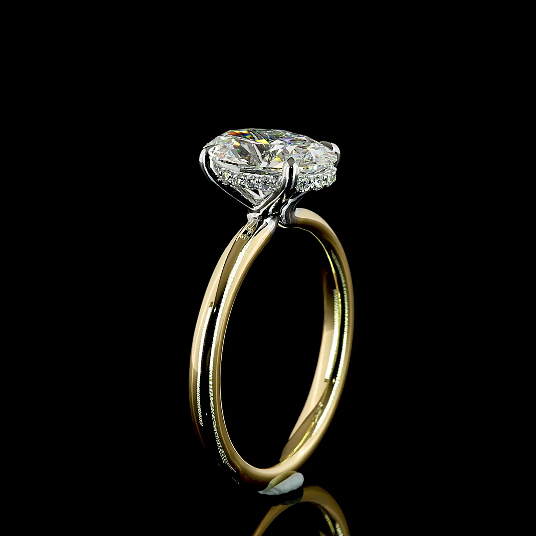 2.09 Cts 14k Two Tone Oval Shape Hidden Halo Ring - Image 4