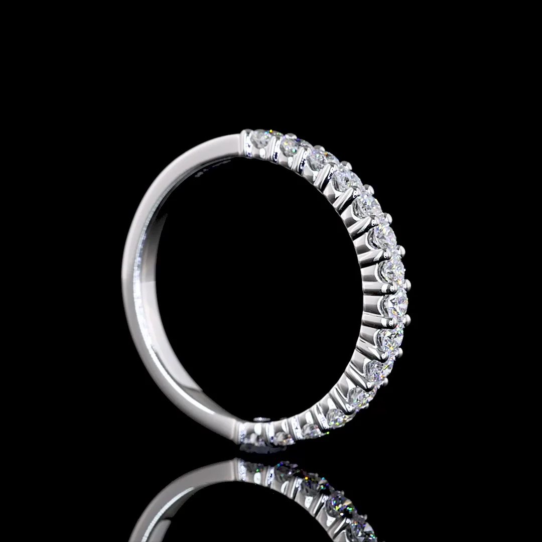 0.61 Cts 14k White Gold Round Shape Half Eternity Eternity Band - Image 2