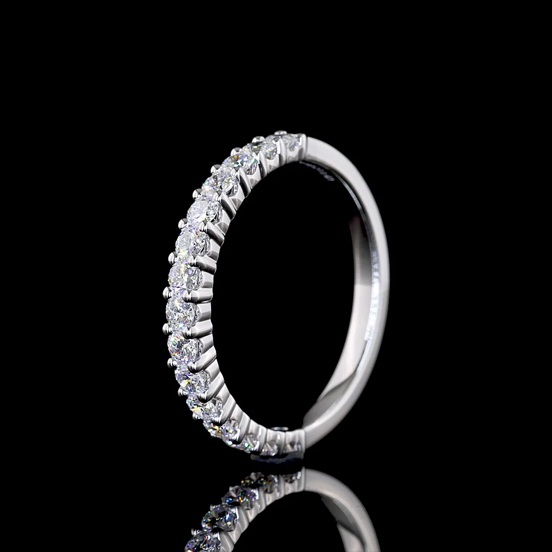 0.61 Cts 14k White Gold Round Shape Half Eternity Eternity Band - Image 4