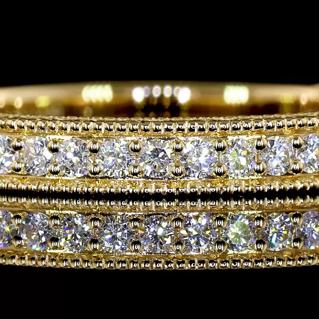 1.3 Cts 18k Yellow Gold Round Shape Half Eternity Eternity Band - Image 3