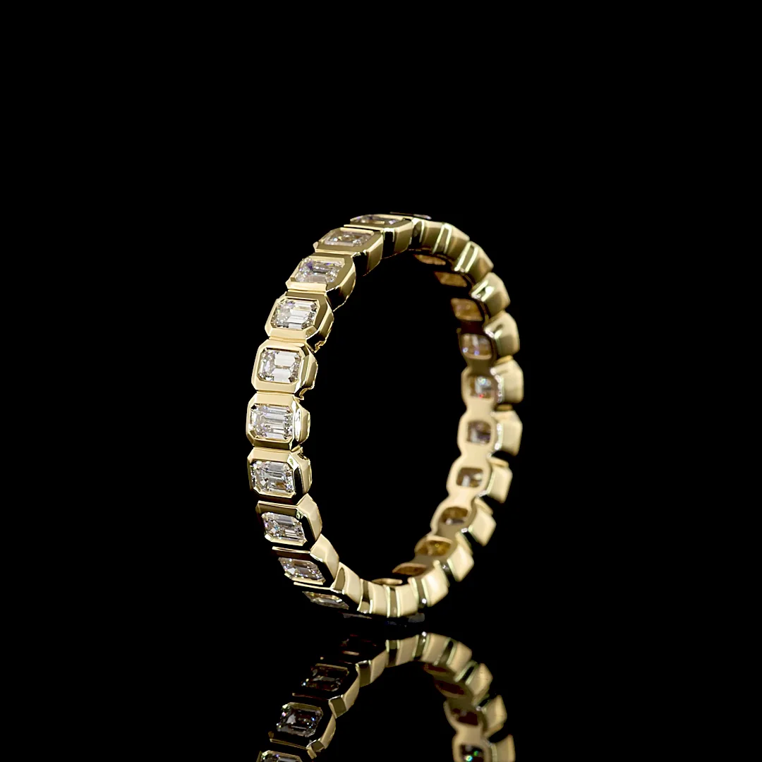 0.98 Cts 14k Yellow Gold Emerald Shape Eternity Band Eternity Band - Image 4